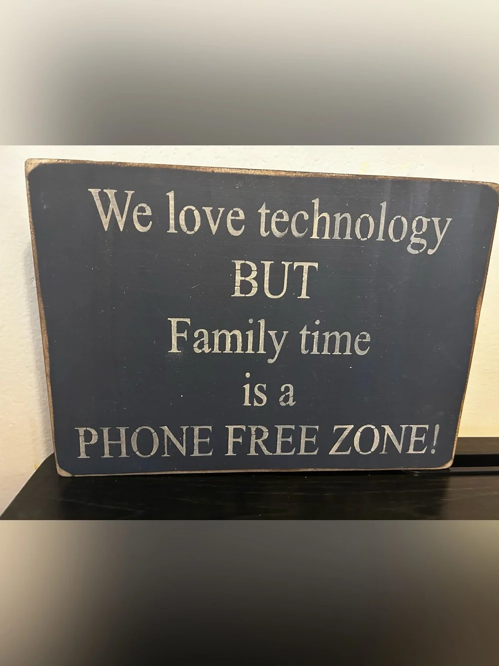 Rustic Family Time Phone Free Zone Wood Wall Sign 11.25” x 8”